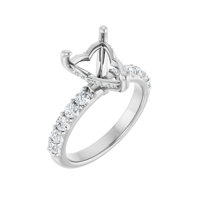 Platinum 9x 9 mm Heart 5/8 CTW Lab-Grown Diamond Semi-Set Engagement Ring