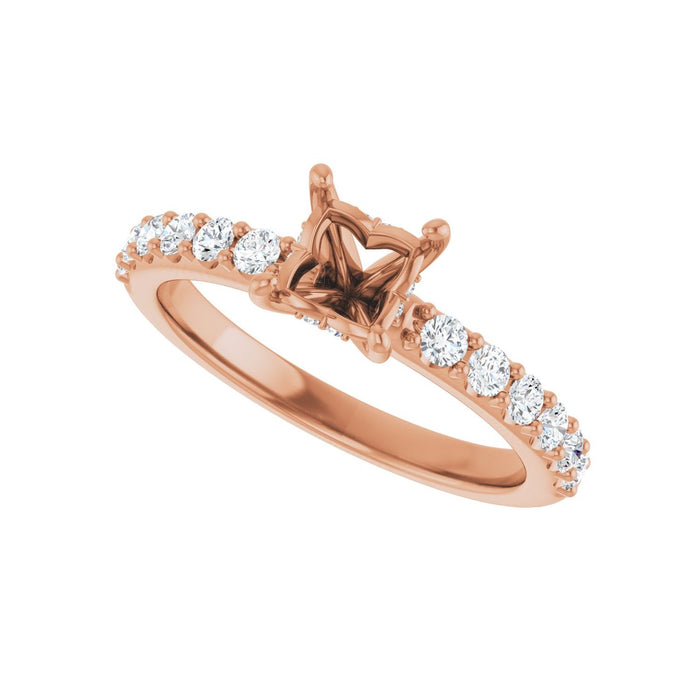 14K Rose Gold 4.5x 4.5 mm Square 3/8 CTW Lab-Grown Diamond Semi-Set Engagement Ring