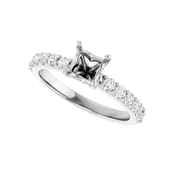 Platinum 4.5x 4.5 mm Square 3/8 CTW Lab-Grown Diamond Semi-Set Engagement Ring