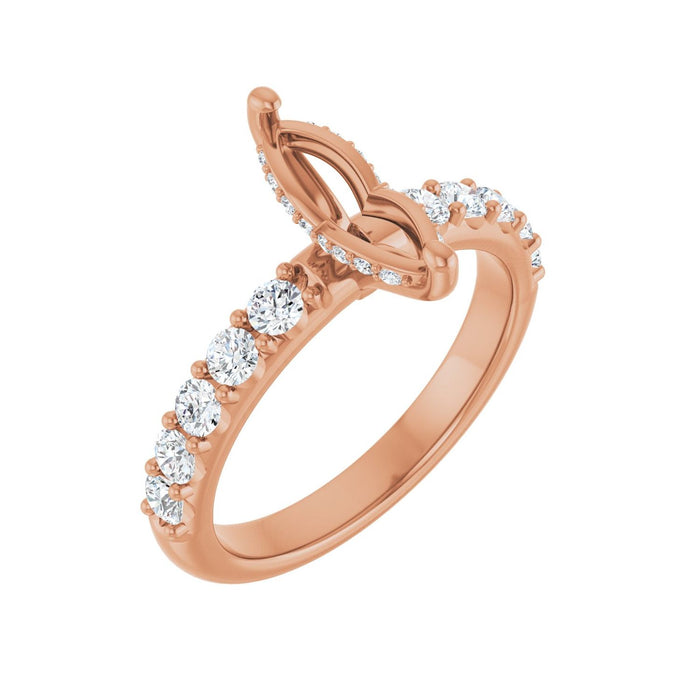 14K Rose Gold 10x 5 mm Marquise 5/8 CTW Lab-Grown Diamond Semi-Set Engagement Ring