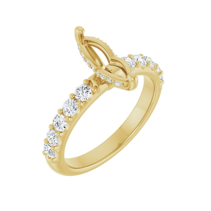 14K Yellow Gold 10x 5 mm Marquise 5/8 CTW Lab-Grown Diamond Semi-Set Engagement Ring