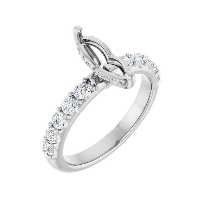 Platinum 10x 5 mm Marquise 5/8 CTW Lab-Grown Diamond Semi-Set Engagement Ring