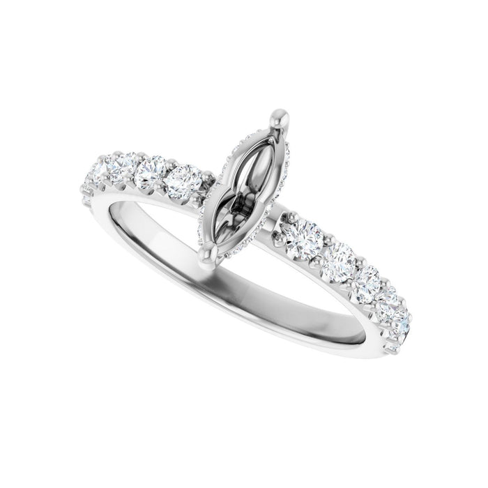 Platinum 8x 4 mm Marquise 1/2 CTW Lab-Grown Diamond Semi-Set Engagement Ring