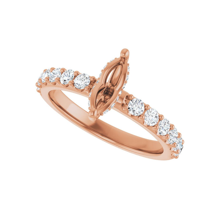 14K Rose Gold 8x 4 mm Marquise 1/2 CTW Lab-Grown Diamond Semi-Set Engagement Ring