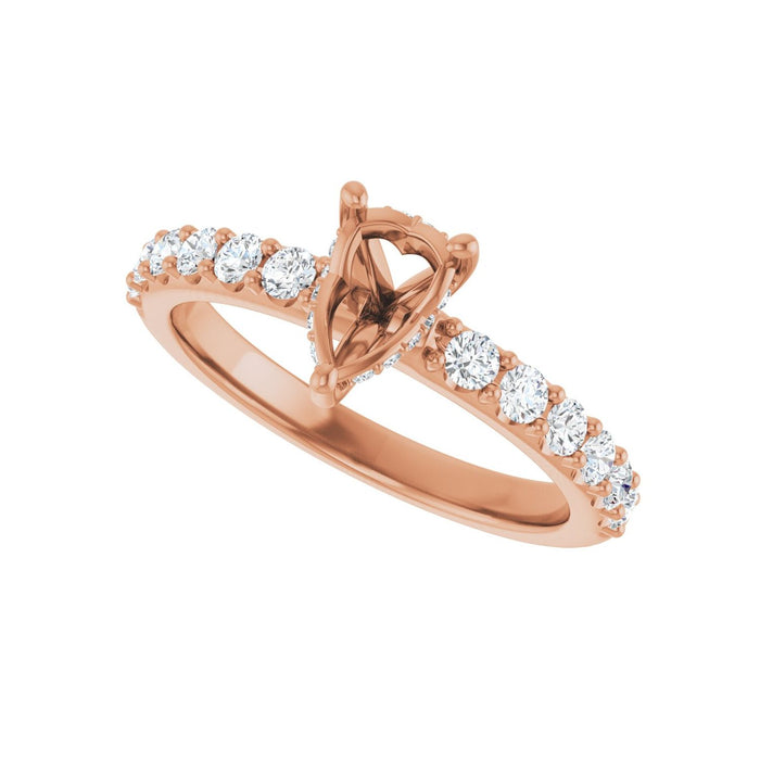 14K Rose Gold 7x 5 mm Pear 1/2 CTW Lab-Grown Diamond Semi-Set Engagement Ring