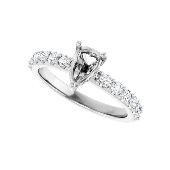 Platinum 7x 5 mm Pear 1/2 CTW Lab-Grown Diamond Semi-Set Engagement Ring