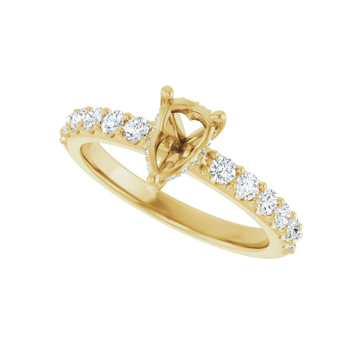 14K Yellow Gold 7x 5 mm Pear 1/2 CTW Lab-Grown Diamond Semi-Set Engagement Ring