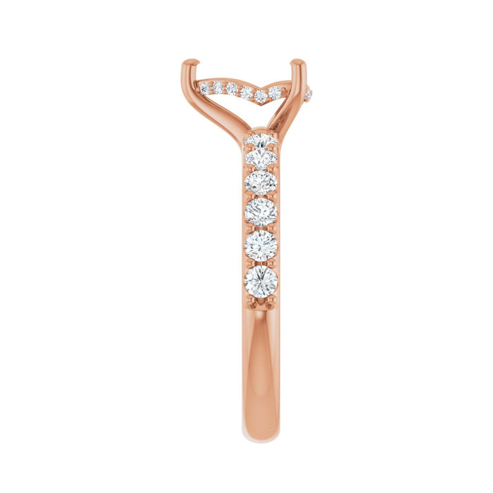 14K Rose Gold 8x 6 mm Pear 1/2 CTW Lab-Grown Diamond Semi-Set Engagement Ring