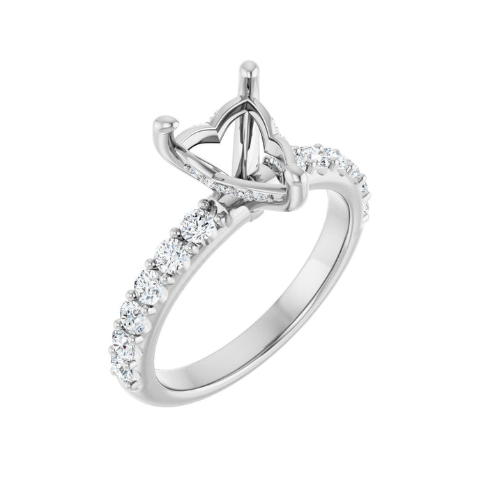 Platinum 8x 8 mm Heart 5/8 CTW Lab-Grown Diamond Semi-Set Engagement Ring
