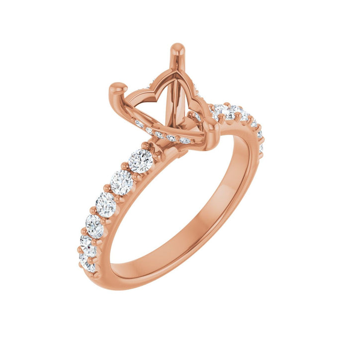 14K Rose Gold 8x 8 mm Heart 5/8 CTW Lab-Grown Diamond Semi-Set Engagement Ring