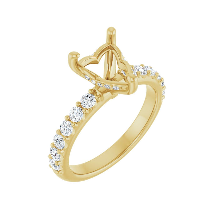 14K Yellow Gold 8x 8 mm Heart 5/8 CTW Lab-Grown Diamond Semi-Set Engagement Ring