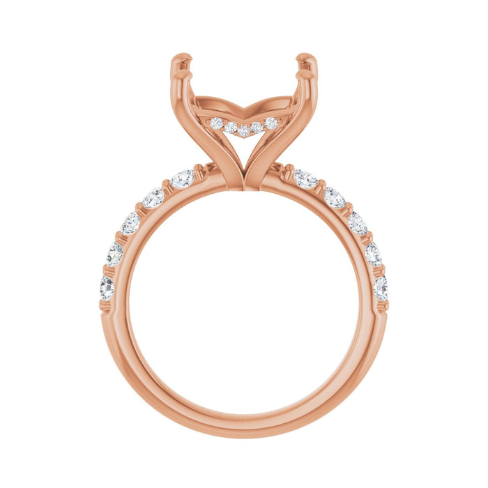 14K Rose Gold 9x 9 mm Square 5/8 CTW Lab-Grown Diamond Semi-Set Engagement Ring