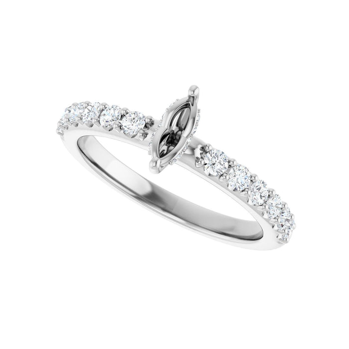 Platinum 6x 3 mm Marquise 3/8 CTW Lab-Grown Diamond Semi-Set Engagement Ring