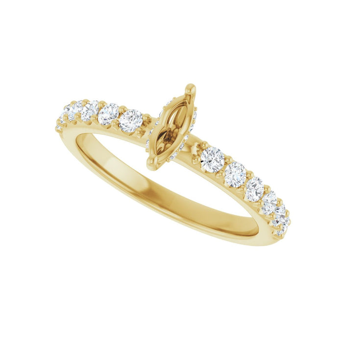 14K Yellow Gold 6x 3 mm Marquise 3/8 CTW Lab-Grown Diamond Semi-Set Engagement Ring