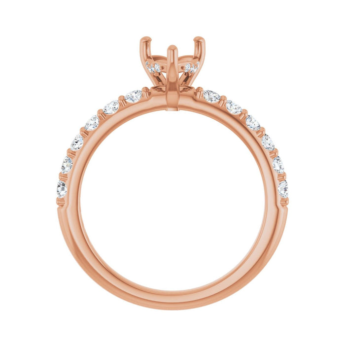 14K Rose Gold 6x 6 mm Heart 1/2 CTW Lab-Grown Diamond Semi-Set Engagement Ring