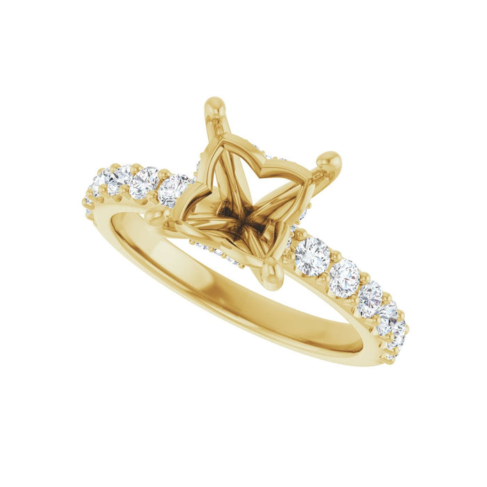 14K Yellow Gold 6.5x 6.5 mm Square 1/2 CTW Lab-Grown Diamond Semi-Set Engagement Ring