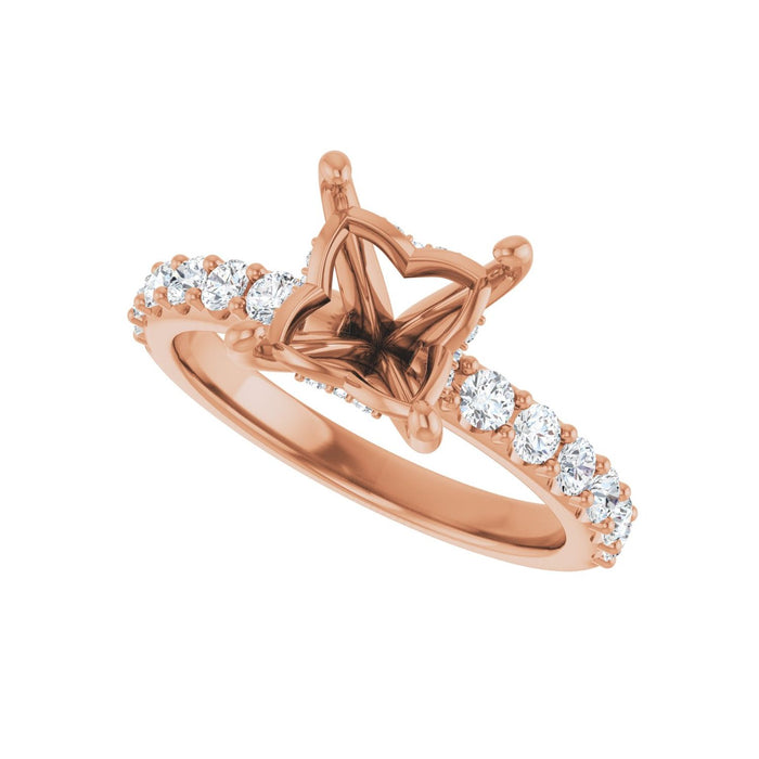 14K Rose Gold 6.5x 6.5 mm Square 1/2 CTW Lab-Grown Diamond Semi-Set Engagement Ring