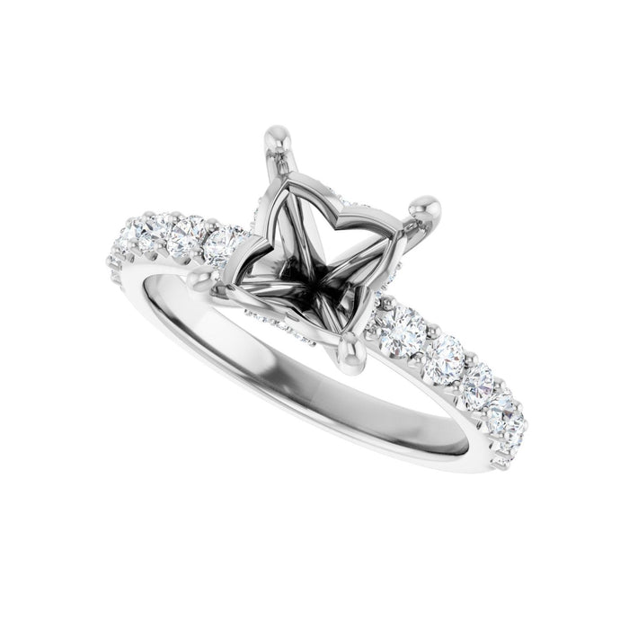 14K White Gold 6.5x 6.5 mm Square 1/2 CTW Lab-Grown Diamond Semi-Set Engagement Ring