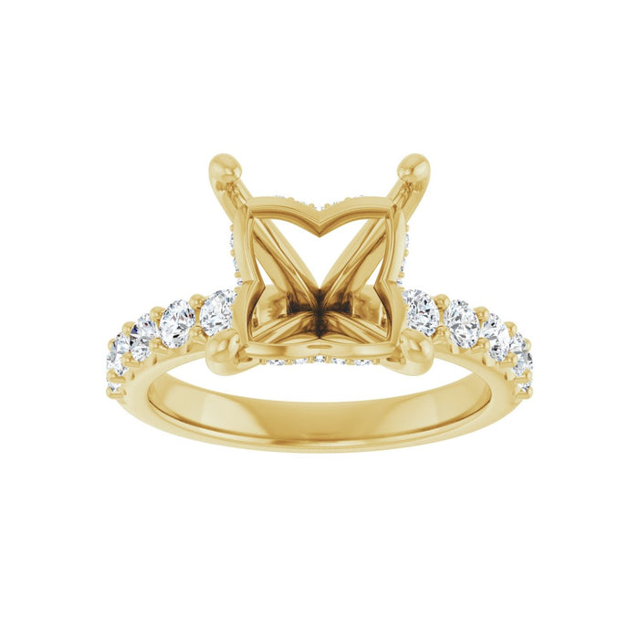 14K Yellow Gold 8x 8 mm Square 5/8 CTW Lab-Grown Diamond Semi-Set Engagement Ring
