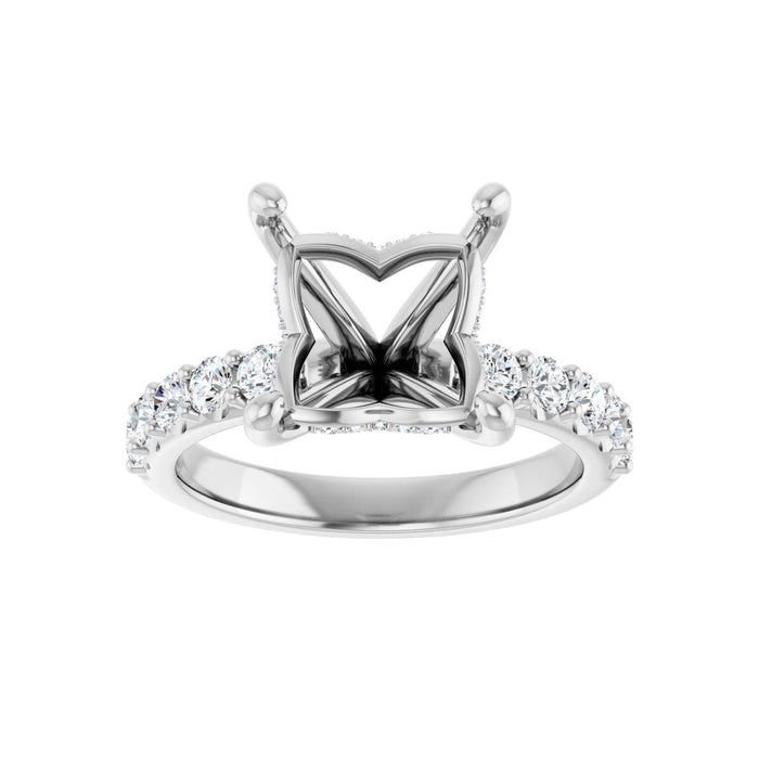 Platinum 8x 8 mm Square 5/8 CTW Lab-Grown Diamond Semi-Set Engagement Ring