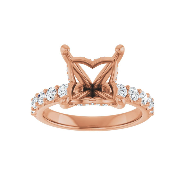 14K Rose Gold 8x 8 mm Square 5/8 CTW Lab-Grown Diamond Semi-Set Engagement Ring