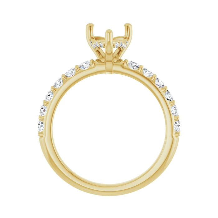 14K Yellow Gold 7x 7 mm Heart 1/2 CTW Lab-Grown Diamond Semi-Set Engagement Ring