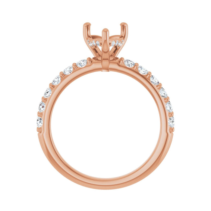 14K Rose Gold 7x 7 mm Heart 1/2 CTW Lab-Grown Diamond Semi-Set Engagement Ring