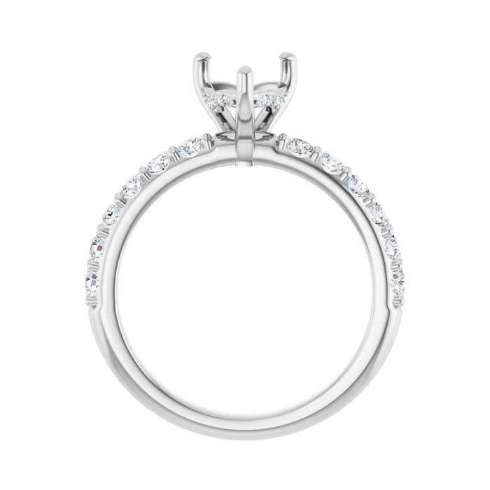 14K White Gold 7x 7 mm Heart 1/2 CTW Lab-Grown Diamond Semi-Set Engagement Ring