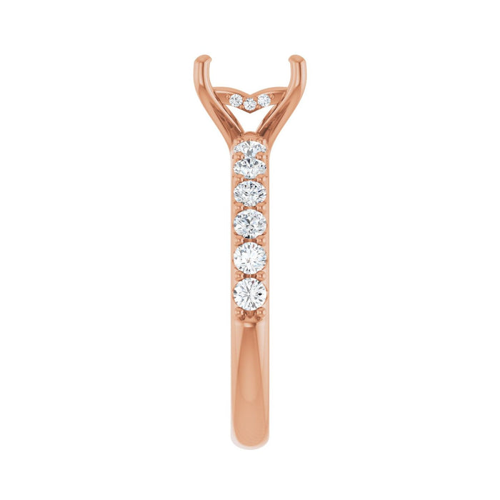 14K Rose Gold 6x 6 mm Square 1/2 CTW Lab-Grown Diamond Semi-Set Engagement Ring