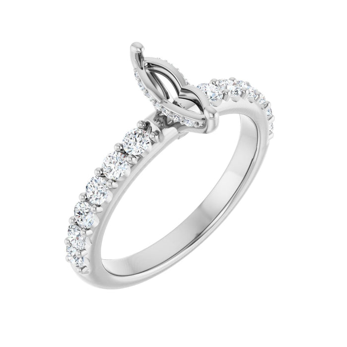 Platinum 8x 4 mm Marquise 1/2 CTW Lab-Grown Diamond Semi-Set Engagement Ring