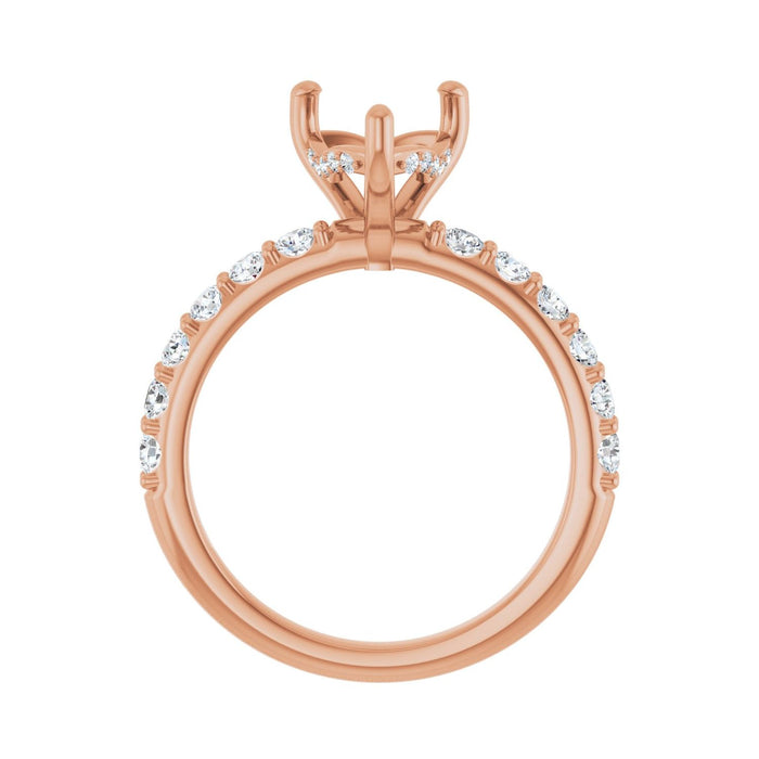 14K Rose Gold 8x 8 mm Heart 5/8 CTW Lab-Grown Diamond Semi-Set Engagement Ring