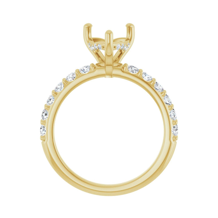 14K Yellow Gold 8x 8 mm Heart 5/8 CTW Lab-Grown Diamond Semi-Set Engagement Ring