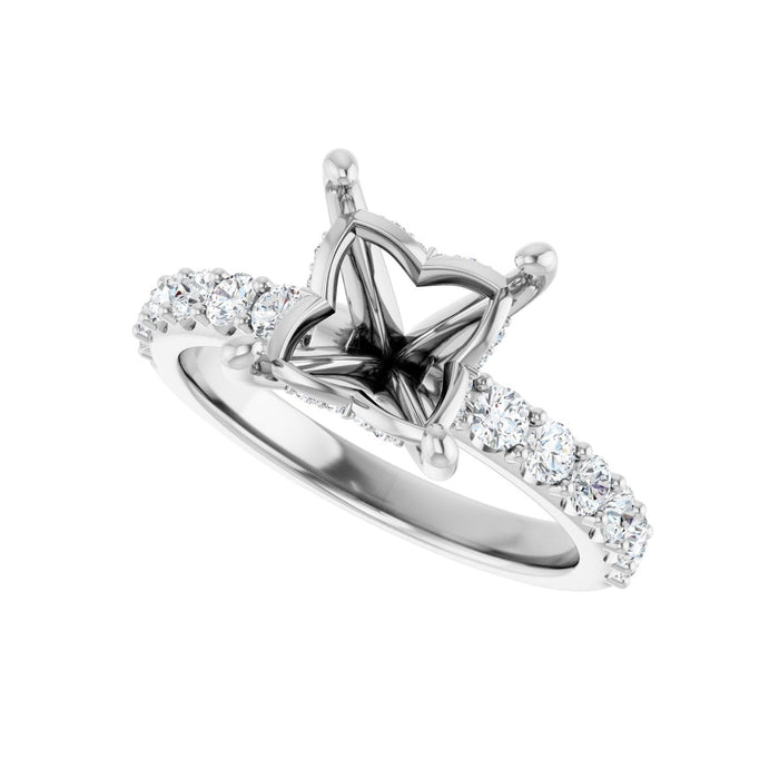 14K White Gold 7x 7 mm Square 1/2 CTW Lab-Grown Diamond Semi-Set Engagement Ring