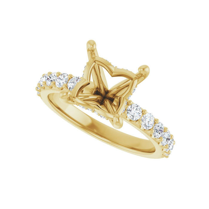 14K Yellow Gold 7x 7 mm Square 1/2 CTW Lab-Grown Diamond Semi-Set Engagement Ring