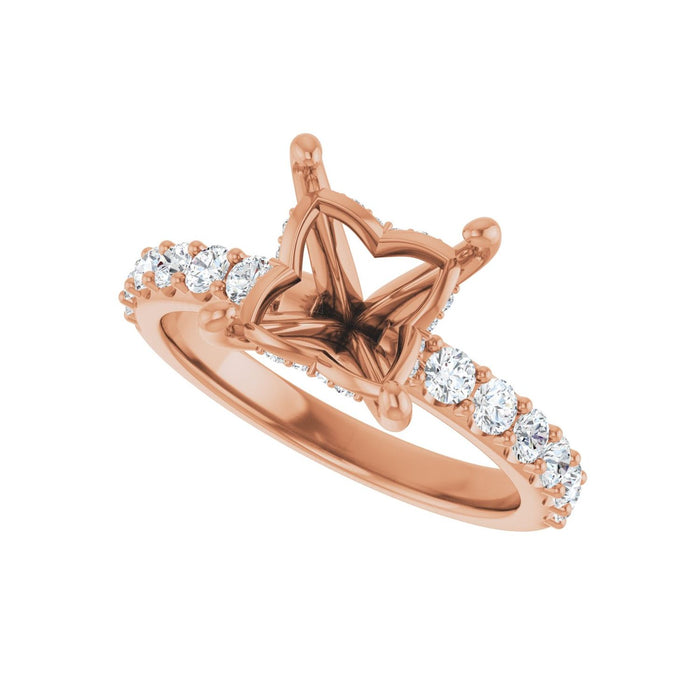 14K Rose Gold 7x 7 mm Square 1/2 CTW Lab-Grown Diamond Semi-Set Engagement Ring