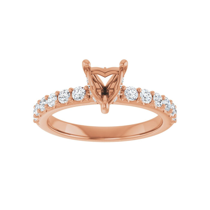 14K Rose Gold 6x 6 mm Heart 1/2 CTW Lab-Grown Diamond Semi-Set Engagement Ring