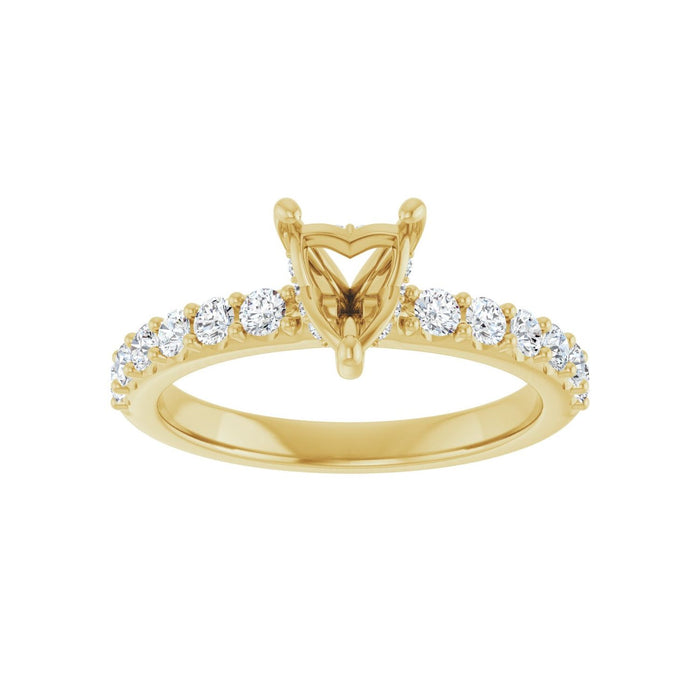14K Yellow Gold 6x 6 mm Heart 1/2 CTW Lab-Grown Diamond Semi-Set Engagement Ring