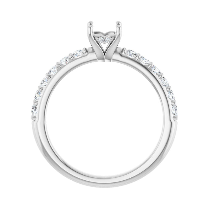 14K White Gold 4x 4 mm Square 3/8 CTW Lab-Grown Diamond Semi-Set Engagement Ring