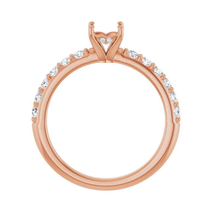 14K Rose Gold 4x 4 mm Square 3/8 CTW Lab-Grown Diamond Semi-Set Engagement Ring
