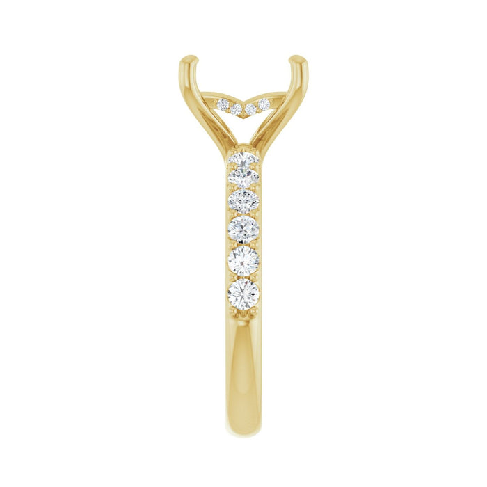 14K Yellow Gold 7.5x 7.5 mm Square 1/2 CTW Lab-Grown Diamond Semi-Set Engagement Ring