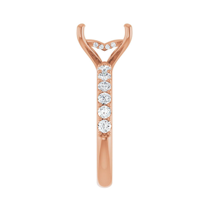 14K Rose Gold 7.5x 7.5 mm Square 1/2 CTW Lab-Grown Diamond Semi-Set Engagement Ring