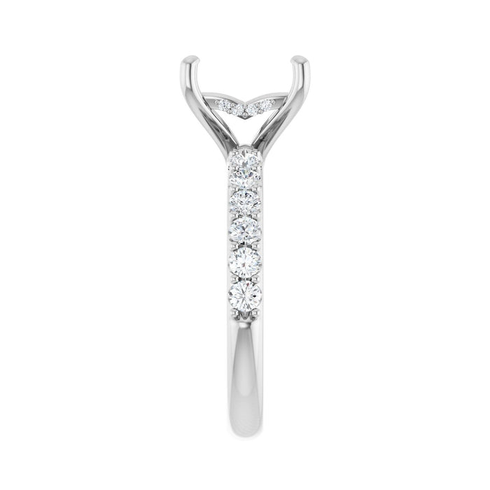 Platinum 7.5x 7.5 mm Square 1/2 CTW Lab-Grown Diamond Semi-Set Engagement Ring