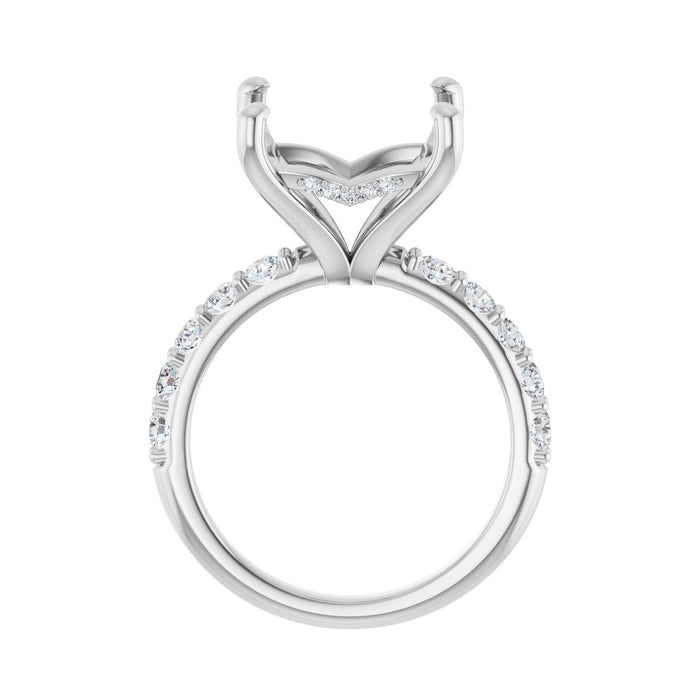 14K White Gold 10x 10 mm Square 3/4 CTW Lab-Grown Diamond Semi-Set Engagement Ring