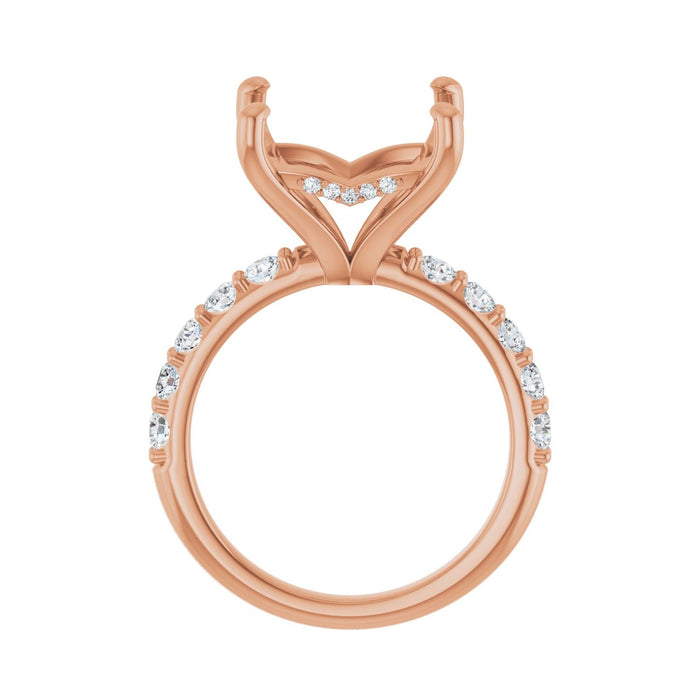 14K Rose Gold 10x 10 mm Square 3/4 CTW Lab-Grown Diamond Semi-Set Engagement Ring