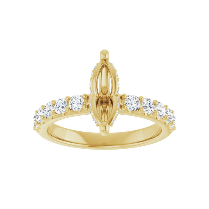 14K Yellow Gold 10x 5 mm Marquise 5/8 CTW Lab-Grown Diamond Semi-Set Engagement Ring
