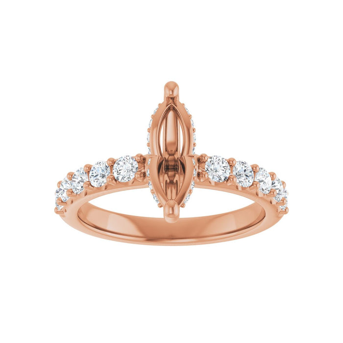 14K Rose Gold 10x 5 mm Marquise 5/8 CTW Lab-Grown Diamond Semi-Set Engagement Ring