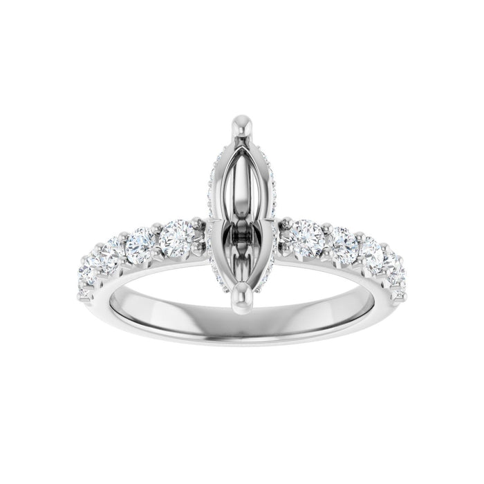Platinum 10x 5 mm Marquise 5/8 CTW Lab-Grown Diamond Semi-Set Engagement Ring