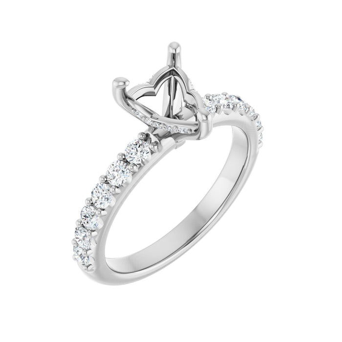 Platinum 7x 7 mm Heart 1/2 CTW Lab-Grown Diamond Semi-Set Engagement Ring