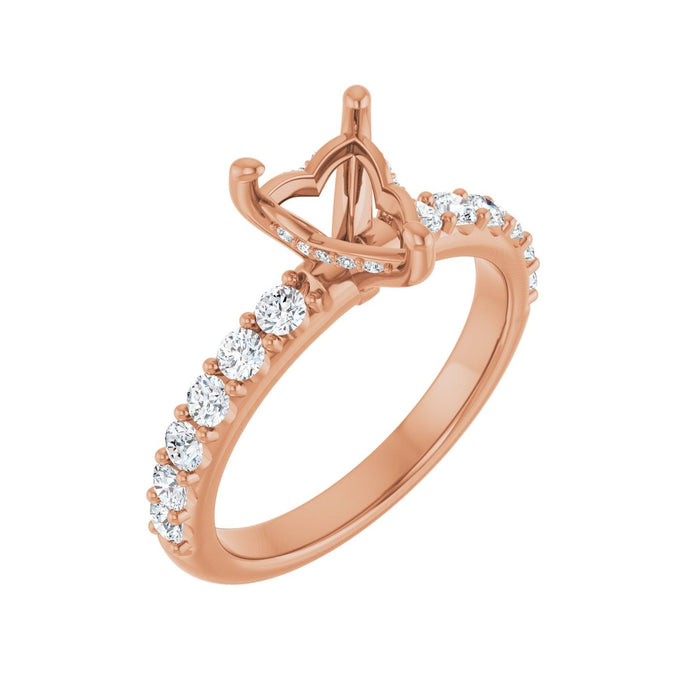 14K Rose Gold 7x 7 mm Heart 1/2 CTW Lab-Grown Diamond Semi-Set Engagement Ring