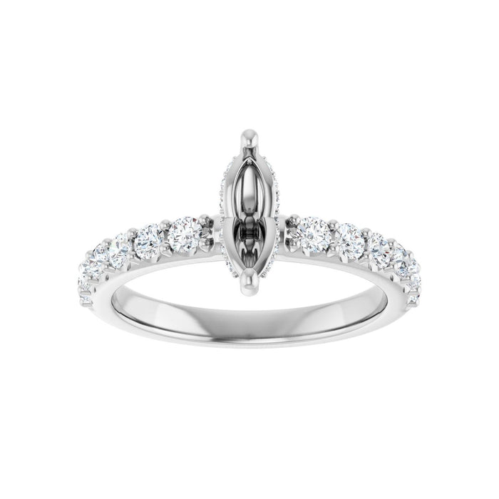 14K White Gold 8x 4 mm Marquise 1/2 CTW Lab-Grown Diamond Semi-Set Engagement Ring
